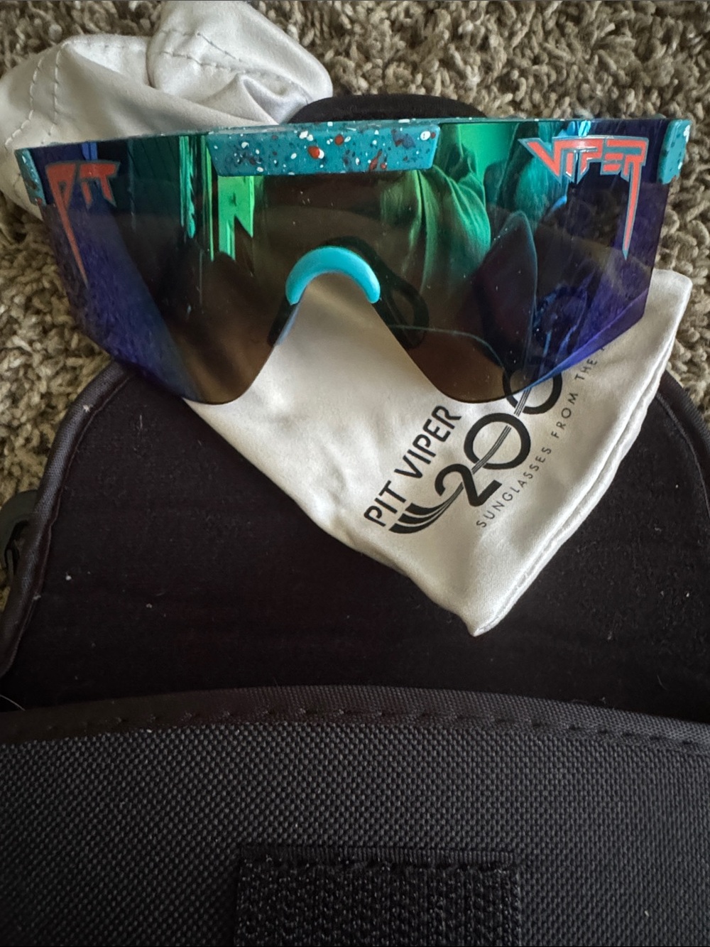 Pit Viper Teal Blue Purple Mirrored Shield Sunglasses